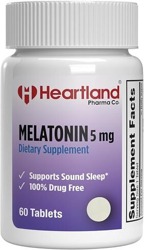 Melatonin 5mg Dietary Supplement Tablet - 100% Drug Free Sleep Aids for Adults - Supports Sound Sleeping Pills and Non-Habit Forming - Made in USA - (60 Count) in Saudi Arabia