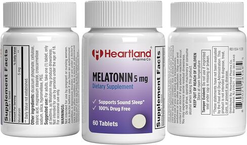 Melatonin 5mg Dietary Supplement Tablet - 100% Drug Free Sleep Aids for Adults - Supports Sound Sleeping Pills and Non-Habit Forming - Made in USA - (60 Count) in Saudi Arabia