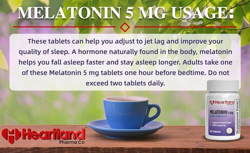 Melatonin 5mg Dietary Supplement Tablet - 100% Drug Free Sleep Aids for Adults - Supports Sound Sleeping Pills and Non-Habit Forming - Made in USA - (60 Count) in Saudi Arabia
