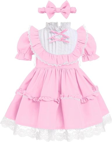 ODASDO Baby Girls Toddler Kids Vintage Ruffle Short Sleeve Bowknot A-line Pageant Birthday Party Dress with Headband Set 1-5T in Saudi Arabia