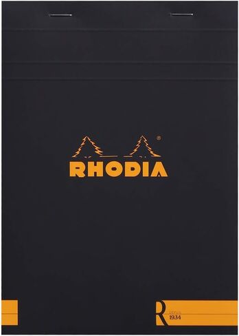 Rhodia 162012C - Stapled Notepad Le R No. 16 Black - A5 - Lined - 70 Detachable Sheets - Ivory Clairefontaine Paper 90 g/m - Velvety Touch Cover - Basics in Saudi Arabia