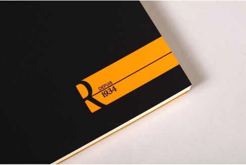 Rhodia 162012C - Stapled Notepad Le R No. 16 Black - A5 - Lined - 70 Detachable Sheets - Ivory Clairefontaine Paper 90 g/m - Velvety Touch Cover - Basics in Saudi Arabia