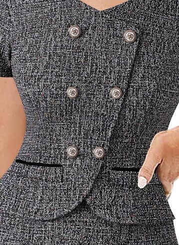 VFSHOW Womens Work Business Office Double Breasted V Neck Peplum Elegant Retro Office Church Slim Pencil Sheath Dress in Saudi Arabia