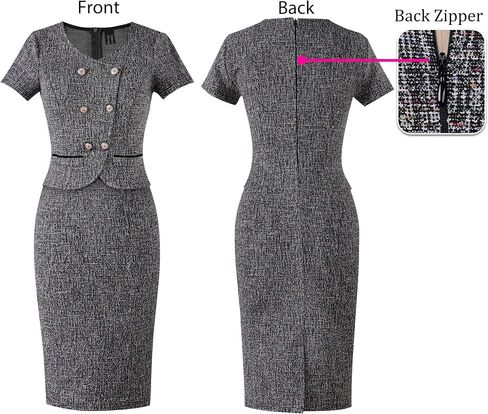 VFSHOW Womens Work Business Office Double Breasted V Neck Peplum Elegant Retro Office Church Slim Pencil Sheath Dress in Saudi Arabia