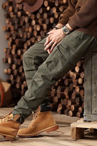 Men's Casual Cargo Pants Military Army Camo Combat Work Pants Slim Fit with Pockets Stretch Outdoor Jogger in Saudi Arabia