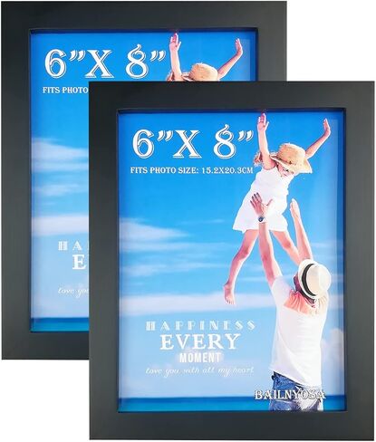Wood Picture Frame - 5 X 5 inch Black Wooden Photo Frame - Made of Real Wood With plexiglass Photo Protection - Wall Hanging And Table Standing Display(Black) in Saudi Arabia