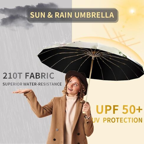Travel Sun Umbrella - 16 Ribs Compact Umbrella, Windproof Parasol Umbrella with 99% UV Protection, Small Sun & Rain Pocket Umbrella for Girls and Women, Kids. Girls in Saudi Arabia