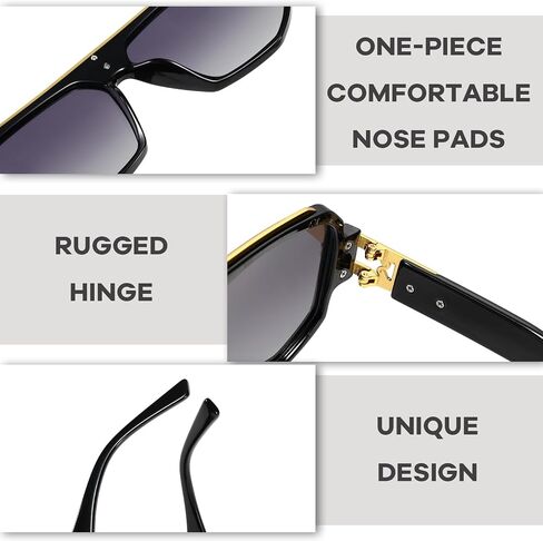 SHEEN KELLY Retro Polarized Pilot Square Sunglasses For Men Fashion Flat Top Oversized Metal Frame Eyewear in Saudi Arabia