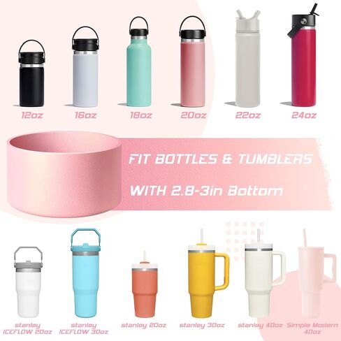Protective Metallic Matte Luster Silicone Boot, Compatible with Stanley/Simple Modern 20-40oz & Water Bottle 12-24oz and More Bottles with 2.8-3in Base, Glitter Anti-Slip Bottom Sleeve Cover in Saudi Arabia