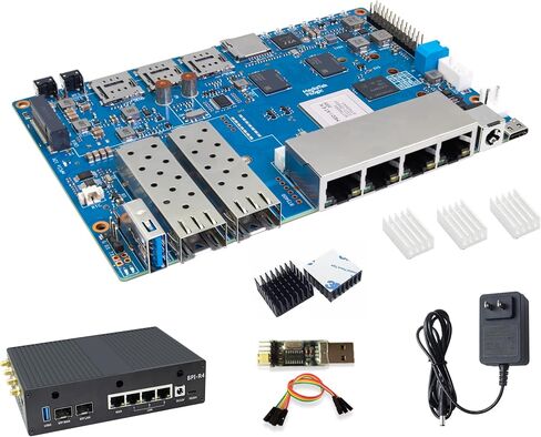 Banana Pi BPI-R4 WiFi 7 Wireless Dual-Band WiFi Router Board OpenWRT, with MediaTek MT7988A (Filogic 880) SoC, Support 2X 10GbE SFP and 4X GbE Gigabit Ethernet for NAS Smart Home Gateway (Bundle2) in Saudi Arabia
