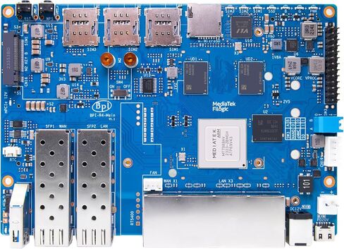 Banana Pi BPI-R4 WiFi 7 Wireless Dual-Band WiFi Router Board OpenWRT, with MediaTek MT7988A (Filogic 880) SoC, Support 2X 10GbE SFP and 4X GbE Gigabit Ethernet for NAS Smart Home Gateway (Bundle2) in Saudi Arabia