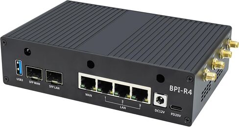 لوحة توجيه WiFi Banana Pi BPI-R4 WiFi 7 لاسلكية مزدوجة النطاق OpenWRT، مع MediaTek MT7988A (Filogic 880) SoC، تدعم 2X 10GbE SFP و4X GbE Gigabit Ethernet لبوابة المنزل الذكي NAS (الحزمة 2) in Saudi Arabia