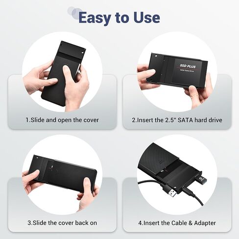 Auto-Backup-Hard-Drive-Enclosure 2.5-SATA-Enclosure-USB C-Hard-Disk-Enclosure Auto-Backup-External-Hard-Drive-Enclosure-for-iPhone Android-Backup-SSD-Enclosure 7mm 9.5mm SATA-External-HDD-Enclosure in Kuwait
