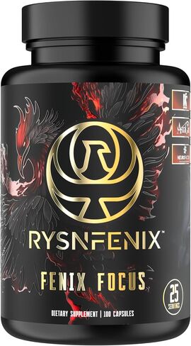 Fenix Focus Advanced Nootropic Brain Health, Memory, Focus Supplement - Fast & Slow Caffeine + Theanine & B12 - Less Brain-Fog - Brain Boost - Artichoke, Tyrosine, Choline - 100 Capsules in Saudi Arabia