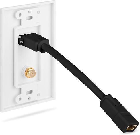 Fosmon HDMI Coaxial Wall Plate 4K, 1-Port 4K HDMI Cable Cord with Ethernet + 1 Port F Connector Coax Keystone for HDTV, Home Theater, DVD, Xbox, PS3/PS4, Nintendo Switch - 2 Pack in Saudi Arabia