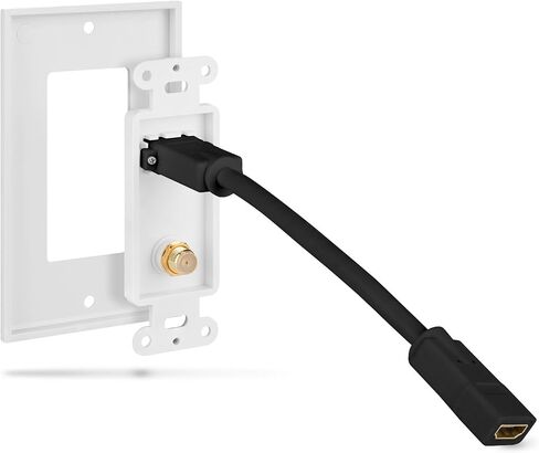 Fosmon HDMI Coaxial Wall Plate 4K, 1-Port 4K HDMI Cable Cord with Ethernet + 1 Port F Connector Coax Keystone for HDTV, Home Theater, DVD, Xbox, PS3/PS4, Nintendo Switch - 2 Pack in Saudi Arabia