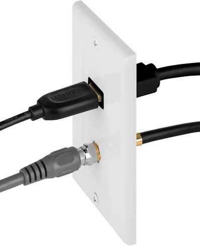 Fosmon HDMI Coaxial Wall Plate 4K, 1-Port 4K HDMI Cable Cord with Ethernet + 1 Port F Connector Coax Keystone for HDTV, Home Theater, DVD, Xbox, PS3/PS4, Nintendo Switch - 2 Pack in Saudi Arabia