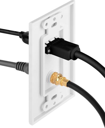 Fosmon HDMI Coaxial Wall Plate 4K, 1-Port 4K HDMI Cable Cord with Ethernet + 1 Port F Connector Coax Keystone for HDTV, Home Theater, DVD, Xbox, PS3/PS4, Nintendo Switch - 2 Pack in Saudi Arabia
