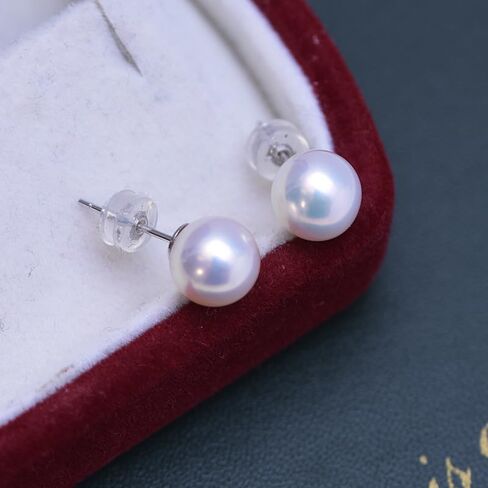 Vitalitti Pearl Earring Stud, Classic Simple White Round Genuine Pearls Earrings, hypoallergenic Sterling Silver, Delicate Elegant Jewelry for Women Girls Birthday Wedding Holiday Gifts in Saudi Arabia