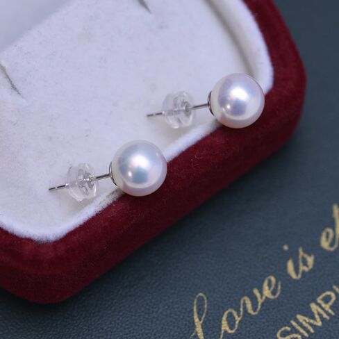 Vitalitti Pearl Earring Stud, Classic Simple White Round Genuine Pearls Earrings, hypoallergenic Sterling Silver, Delicate Elegant Jewelry for Women Girls Birthday Wedding Holiday Gifts in Saudi Arabia