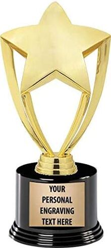 Crown Awards Gold Star Trophies with Custom Engraving, 7.25" Personalized Shiny Gold Achievement Star Trophy On Deluxe Round Base Prime in Saudi Arabia
