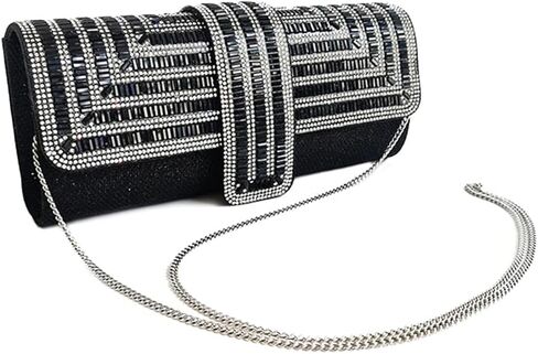 Satin Evening Bags Rhinestone Clutch Purses for Women Handbags Formal Wedding Party Prom Purse Money Bags (Black) in Kuwait