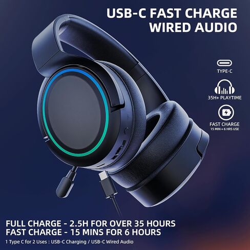 Premium 2.4GHz Wireless Gaming Headset for PC, PS5, Xbox, Switch, Mac, Tablet, Mobile, Multi-Platform Bluetooth Headphones with Retractable Mic, 3.5mm Wired Gaming Headset, Black in Saudi Arabia