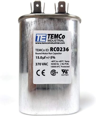 TEMCo 7.5 uf/MFD 370 VAC Volts Oval Run Capacitor 50/60 Hz AC Electric - Lot -1 in Saudi Arabia