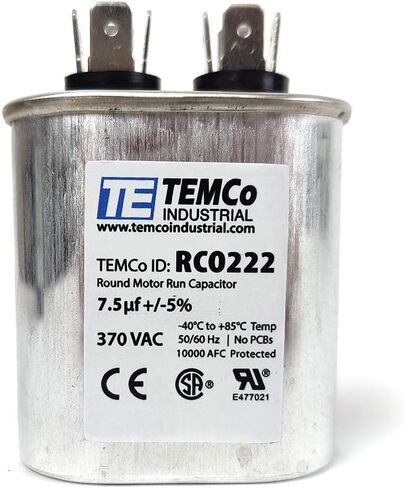 TEMCo 7.5 uf/MFD 370 VAC Volts Oval Run Capacitor 50/60 Hz AC Electric - Lot -1 in Saudi Arabia