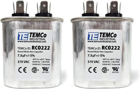 TEMCo 7.5 uf/MFD 370 VAC Volts Oval Run Capacitor 50/60 Hz AC Electric - Lot -1 in Saudi Arabia
