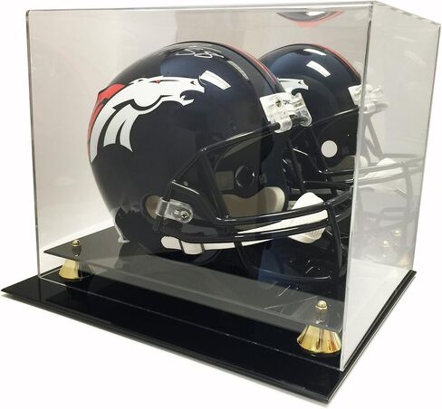 حافظة عرض خوذة كرة القدم ماكس برو بالحجم الكامل | حافظة عرض أكريليك شفافة كريستالية | حافظة خوذة ذات قاعدة سوداء مزدوجة الطبقات مع رافعات ذهبية | معرض عرض خوذة العداد in Kuwait