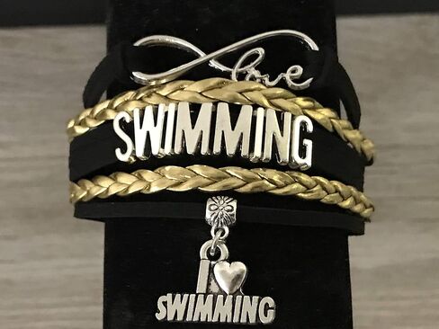 Swim Bracelet- Swimming Gift, Girls Swimming Charm Bracelet- Swim Jewelry - Gift For Swimmers in Saudi Arabia