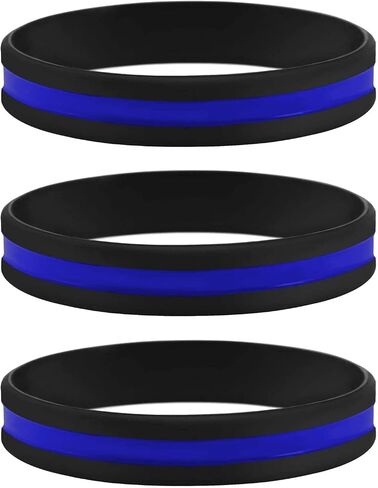 Sainstone Police Blue Lives Matter رقيقة أساور الخط الأزرق سانت مايكل رئيس الملائكة سوار معصم من السيليكون - دعم إنفاذ القانون الأساور المطاطية السيليكون هدايا لرجال شرطة الشرطة in Saudi Arabia
