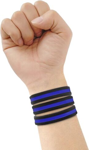 Sainstone Police Blue Lives Matter رقيقة أساور الخط الأزرق سانت مايكل رئيس الملائكة سوار معصم من السيليكون - دعم إنفاذ القانون الأساور المطاطية السيليكون هدايا لرجال شرطة الشرطة in Saudi Arabia