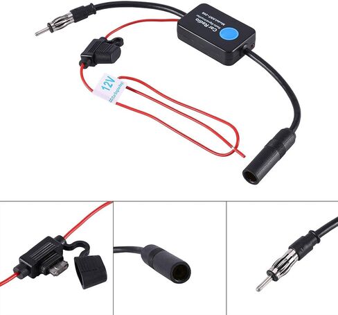 مضخم راديو هوائي، سلك إشارة نحاسي سهل التجميع عالمي 12 فولت راديو FM للسيارة هوائي هوائي استقبال إشارة معزز مكبر للصوت، أسود in Kuwait