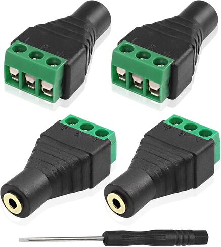 XMSJSIY 1/8" 2.5mm TRRS Terminal Block Male Stereo Connector 4 Pole Audio to 4 Pin Bolt Solderless Headphone Replacement Balum Converter Adapter-4 Pack in Saudi Arabia