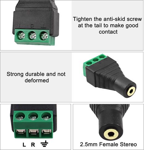 XMSJSIY 1/8" 2.5mm TRRS Terminal Block Male Stereo Connector 4 Pole Audio to 4 Pin Bolt Solderless Headphone Replacement Balum Converter Adapter-4 Pack in Saudi Arabia
