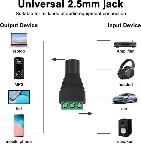 XMSJSIY 1/8" 2.5mm TRRS Terminal Block Male Stereo Connector 4 Pole Audio to 4 Pin Bolt Solderless Headphone Replacement Balum Converter Adapter-4 Pack in Saudi Arabia