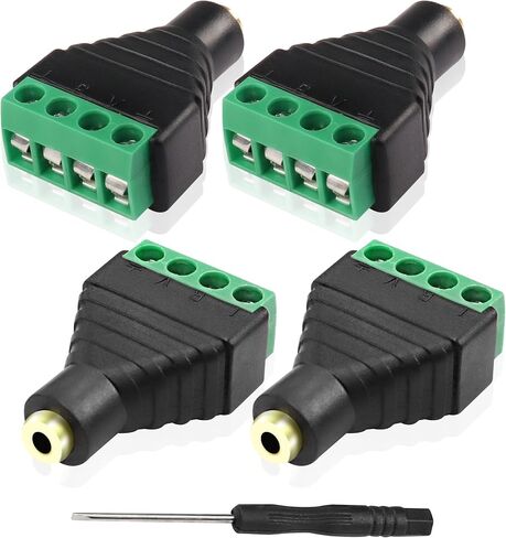 XMSJSIY 1/8" 2.5mm TRRS Terminal Block Male Stereo Connector 4 Pole Audio to 4 Pin Bolt Solderless Headphone Replacement Balum Converter Adapter-4 Pack in Saudi Arabia