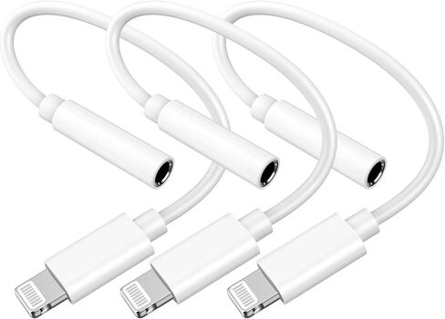 iPhone Headphone Adapter, 3 Pack [Apple MFi Certified] Lightning to 3.5 mm Headphone Jack Aux Audio Cable Adapter Dongle Compatible for iPhone 14 13 12 11 Pro Max XS XR X 8 7 iPad, Support All iOS in Saudi Arabia
