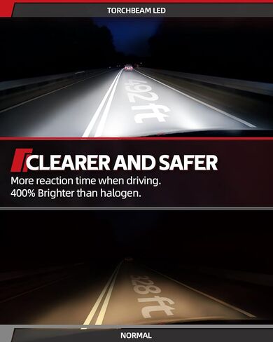 مجموعة مصابيح أمامية Torchbeam H11/H8/H9 Powersport، 𝟐𝟐𝟎𝟎𝟎 𝐋𝐌 𝟔𝟎𝐖 𝟔𝟎𝟎% 𝐒𝐮𝐩𝐞𝐫𝐢𝐨𝐫 𝐁𝐫 مصابيح 𝐢𝐠𝐡𝐭𝐧𝐞𝐬𝐬 للاستخدام على الطرق الوعرة أو مصابيح الضباب - عبوة من 2 in Kuwait