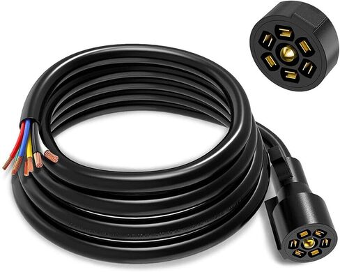 AUTOXBERT 8 ​​أقدام 7 طريقة مقطورة التوصيل مضمنة سلك سلك تسخير كابل مزدوج شوكات موصل لRV العربة موصل كابل مقطورة سلك خفيف (بدون صندوق وصلات) in Saudi Arabia