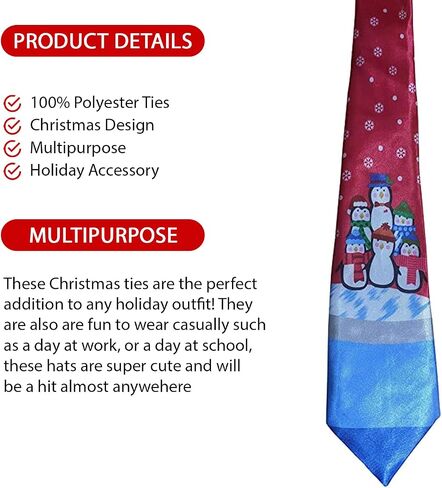 The Electric Mammoth Christmas Themed 100% Polyester Men's Neck Ties - Party Necktie Accessory Holiday Spirit Clothing Outfit in Saudi Arabia