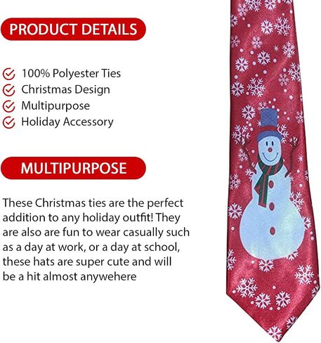 The Electric Mammoth Christmas Themed 100% Polyester Men's Neck Ties - Party Necktie Accessory Holiday Spirit Clothing Outfit in Saudi Arabia