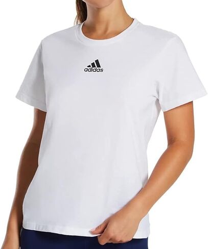 تي شيرت Fresh BOS للسيدات بأكمام قصيرة من adidas - مقاس مريح ورقبة دائرية واسعة وخفيف الوزن 100% قطن (X-Large، أبيض) in Saudi Arabia