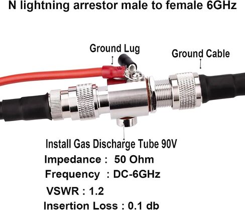 N Lightning Arrestor N Type Female to Female 3 GHz 50 ohm, 90V Gas Discharge Tube,Lightning Protection Arrestor(Lightning arrestor 3G N Female to Female) in Saudi Arabia
