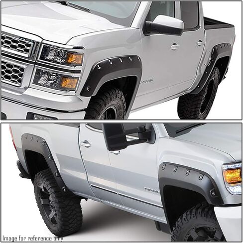 DNA Motoring WF-81017-MBK مشاعل ذات عجلات مثبتة بالجيب 4 قطع/مجموعة متوافقة مع 14-18 تشيفي سيلفرادو 1500 مع نماذج Fleetside ذات سرير قصير بطول 5.8 بوصة in Kuwait