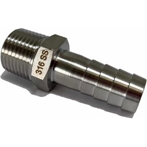316 الفولاذ المقاوم للصدأ 1/2 بوصة NPT ذكر إلى 1/2 بوصة محول بارب - خيط سداسي مستدق للهواء أو السائل أو الماء أو الزيت أو التركيب الهيدروليكي - خرطوم أداة الهواء الصناعية أو وصلات الأنابيب 316SS in Kuwait