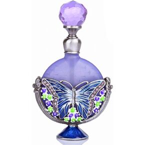 YU FENG Vintage Perfume Bottles Empty Decorative Jeweled Butterfly Flowers Fancy Crystal Glass Perfume Bottle Refillable(7ml) in Kuwait