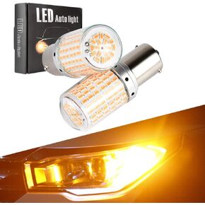 1797 BA15S 1156 P21W S25 LED Turn Signal Lights Bulbs Error Free No Anti Hyper Flash Amber Yellow Tail Lamps Front Rear Replacement Super Bright Projector 3014SMD 12V 21W 2 Pack